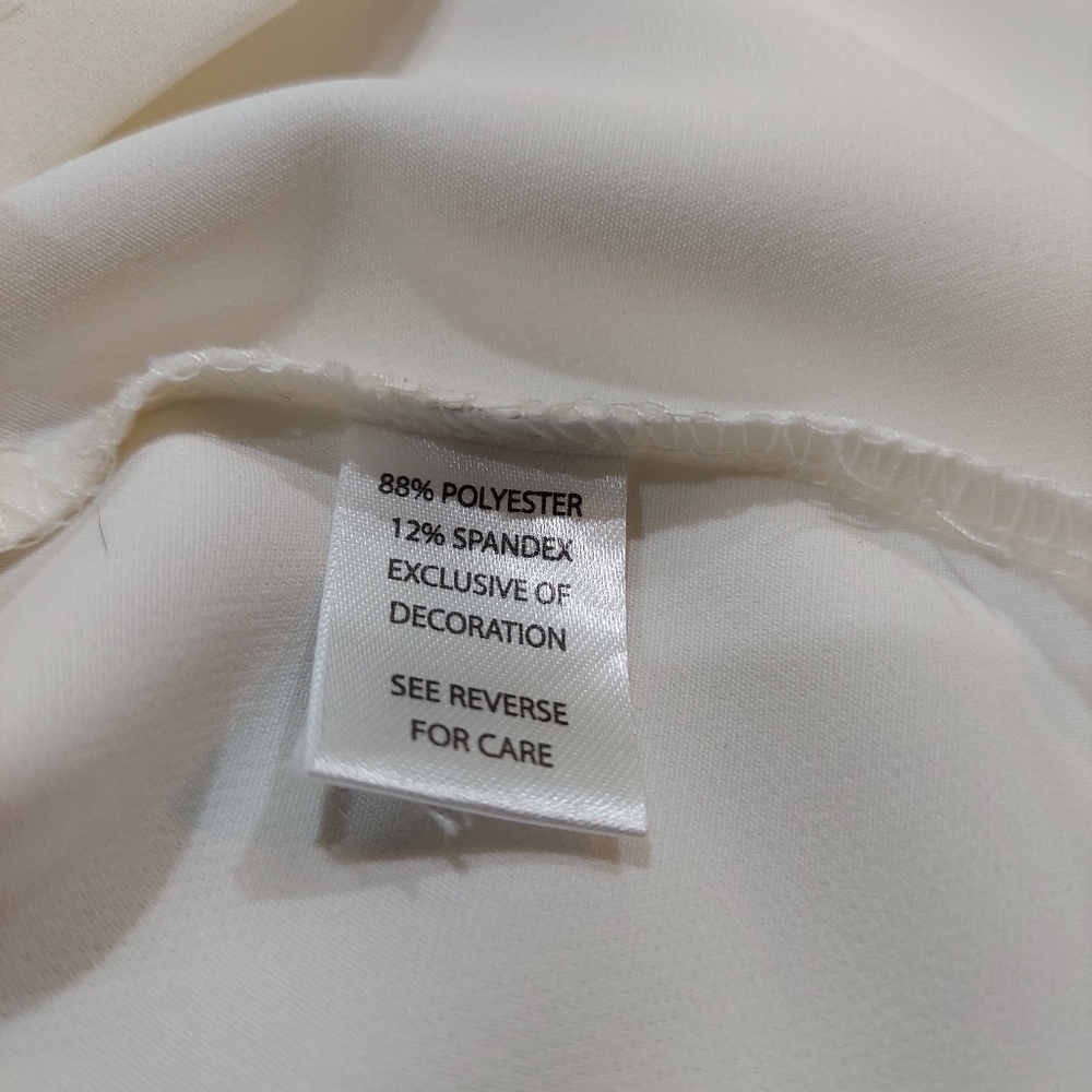 Off White Short Sleeve Blouse Cut Out Women's S - Picture 15 of 16